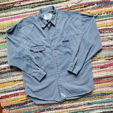 LARGE men vtg 90s Levi's Strauss Denim Blue Shirt industrial metal buttons 3g22p