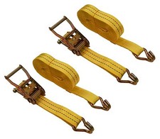 2 Pack 1-1/2" inch x 27' Ft Ratchet Tie Down Cargo Straps 4000 Lbs J Hooks