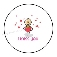 30 I MISS YOU ENVELOPE SEALS LABELS STICKERS PARTY FAVORS 1.5" ROUND