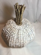 Fall Decor Pumpkin Halloween Decoration White Farmhouse Handcrafted Woven Wood