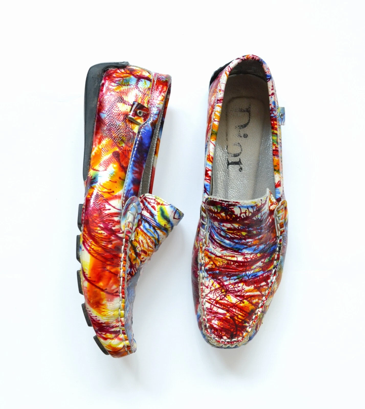 Mocassins imprimés vintage pour femmes CHRISTIAN Dior chaussures cuir coloré