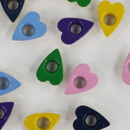 30 Primitive Country Heart Eyelets 6 Clrs 3/16" Hearts Scrapbooking Cardmaking