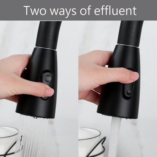Kitchen Faucets 360°Swivel Pull Out Mixer Tap Single Hole/Handle Chrome/Black - Picture 12 of 25