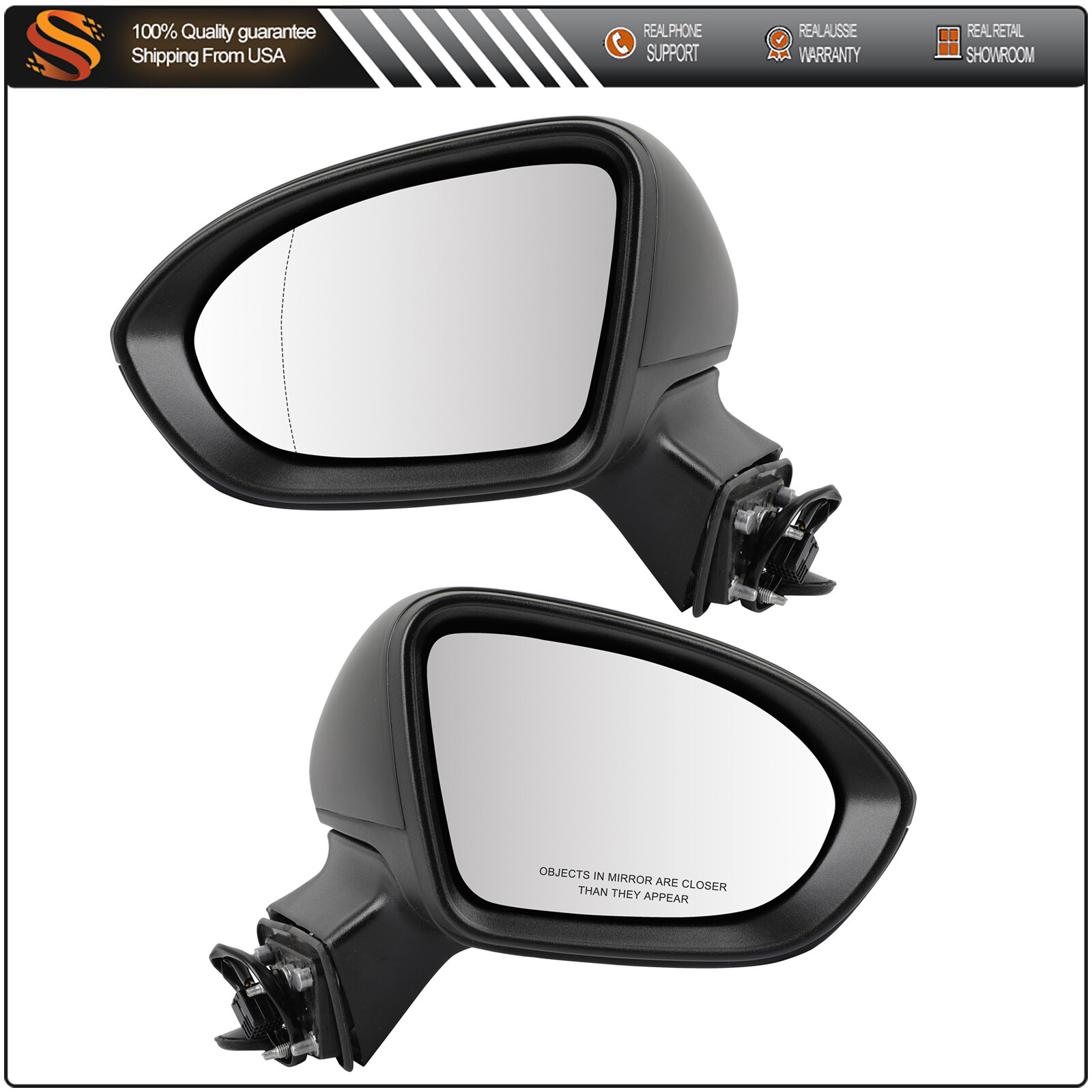 Mirrors Driver and Right Side PTM Non-Heated For 2016-2019 Chevrolet Cruze