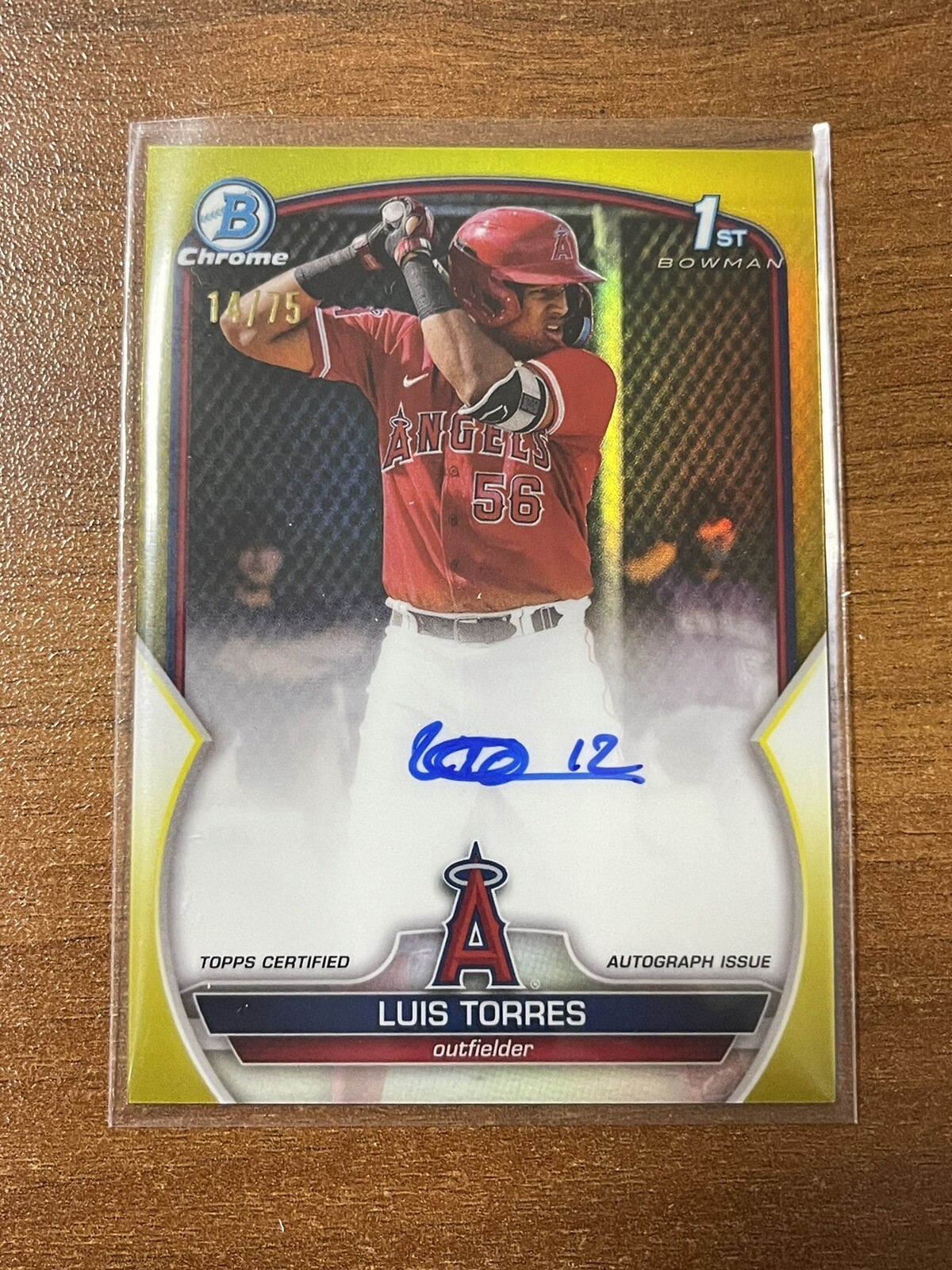 2023 bowman Chrome Luis Torres 1st Bowman Auto Yellow /75 Release Day Pull !!!
