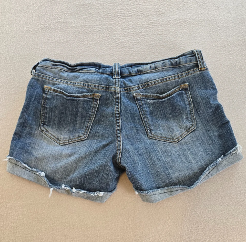 Pantalones cortos de mezclilla Charlotte Russe para mujer talla 10 azul elástico tiro bajo Foto 2 de 4