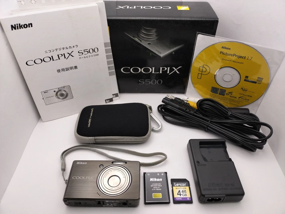 [MINT] Nikon COOLPIX S500 Black 7.1MP 3x Digital Camera w/Box,SD & Case Japan - Image 2 of 4
