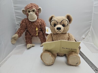 RBI TEDDY BEAR MUSEUM READING TEDDY BEAR & MONKEY W/ KEYS, TAGS, 250/500