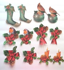 3D UPick Christmas Winter Holly Poinsettias Bells Scrapbook Card Embellishment