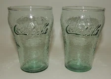 Vintage 4" Coca Cola Coke Embossed Pebbled Glasses - Set 2