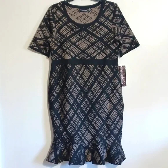 Vestido de punto NINA LEONARD, dobladillo volante. Light academia. Corpcore. Girl Boss. Grande