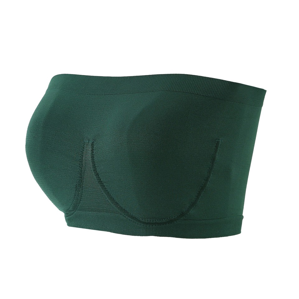 Women Plus Size Strapless Bra Bandeau Tube Padded Top Stretchy Yoga