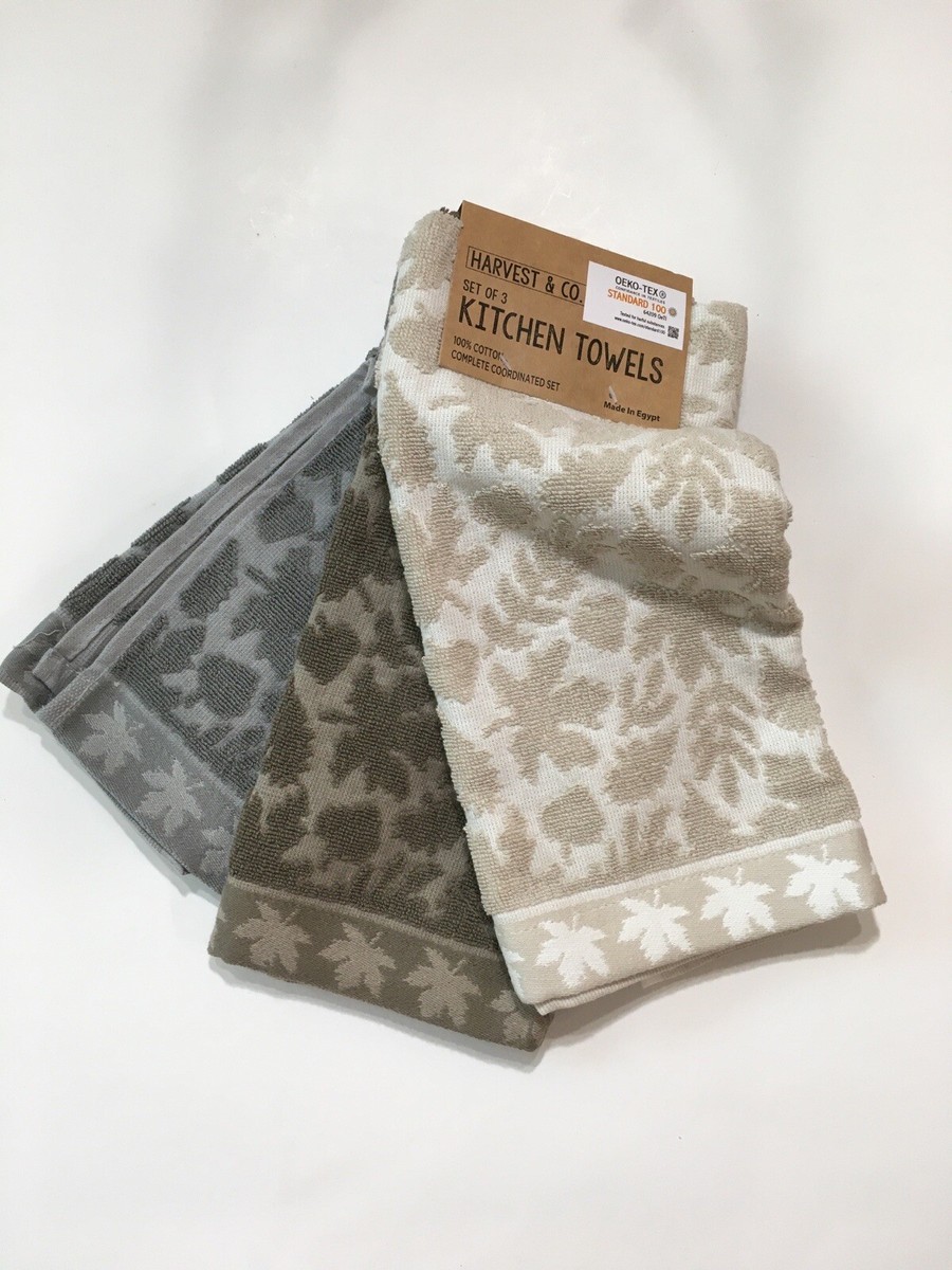 pc Harvest Co Jacquard Leaves Kitchen Towel Soft Thick 100