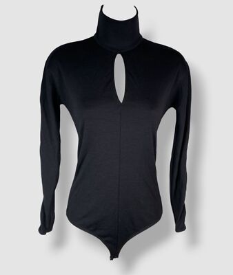 Wolford Women's Black Keyhole Long Sleeve Stretch Turtleneck