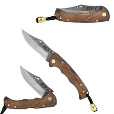 Heavy-Duty Cold Steel Folding Knife - Practical EDC & Outdoor Knives - Walnut