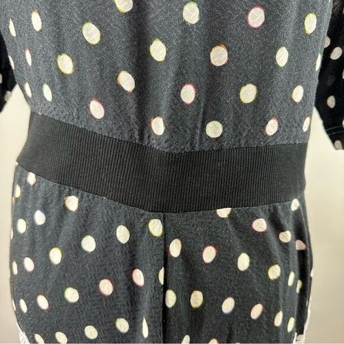 Koche Silk Blend Polka Dot Panel Black Asymmetrical Hem Midi Dress US 10 EUR 42 - Picture 6 of 16