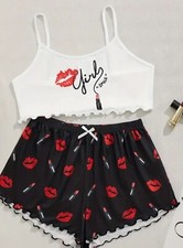 Casual 2pcs Loungewear Set Size Small Women's Slight Stretch