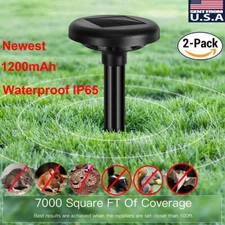 2x Solar Power Ultrasonic Sonic Mouse Gopher Mole Pest Rodent Repellent Repeller