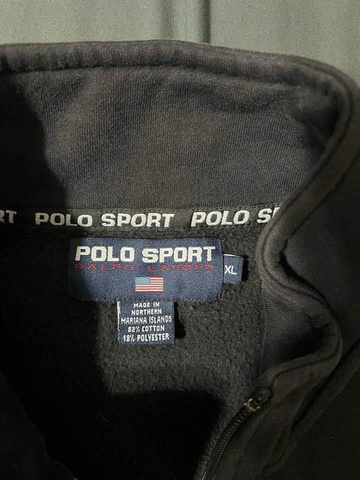 Camisa Polo Deportiva Ralph Lauren De Colección Años 90 Deletrear 1/4 Cremallera Rugby Para Hombres XL Cruz Foto 2 de 4