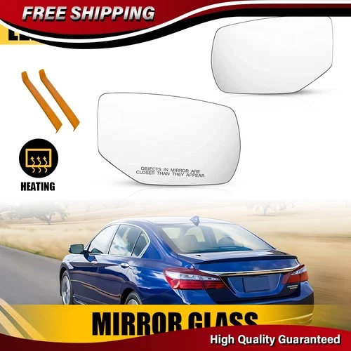 2X Power Heated Mirror Glass For 2013-2017 Honda Accord w/Back Plate Left+Right