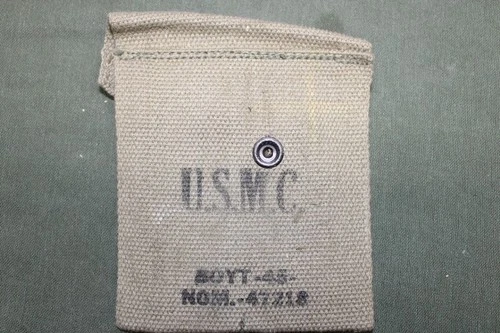 US Military Issue WW2 M1 Carbine Magazine Stock Belt Pouch Khaki Canvas USMC J58