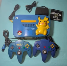 Nintendo 64 Console NUS-101 Pikachu Blue Edition AC/AV Cables & Controller