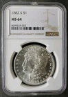1882 S $1 Morgan Silver Dollar NGC MS64