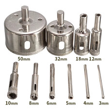 10PCS Diamond Coated Hole Saw Core Drill Bit Tile Marble Glass Ceramic Drill Bit
