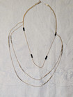 VINTAGE 22" GOLD TONE TRI STRAND NECKLACE BLACK BEADS & CLIP EARRINGS SET — photo 7