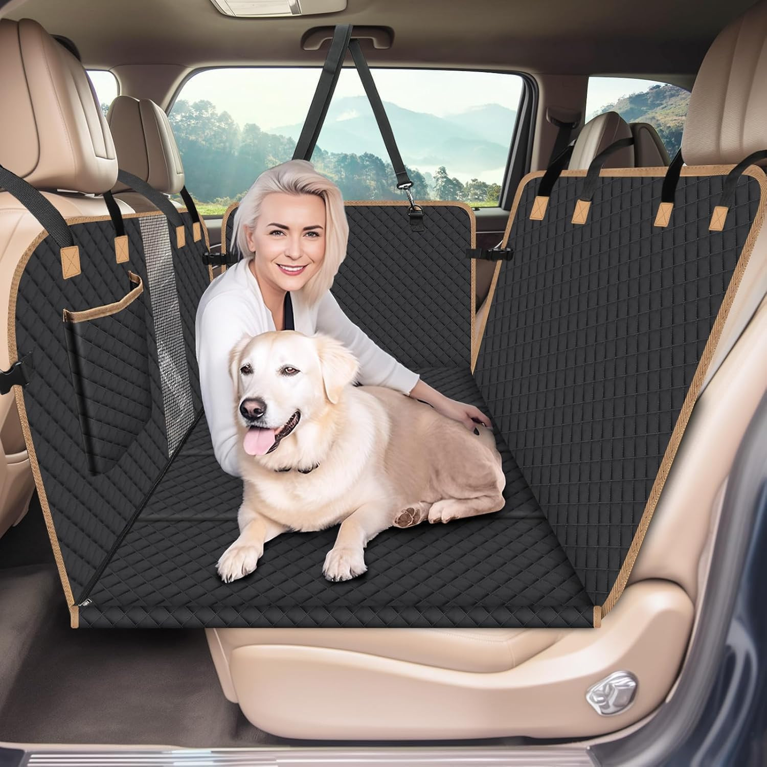 Coprisedile Auto per Cani, Estensore per Sedile Posteriore per Cani Con Fondo Ri