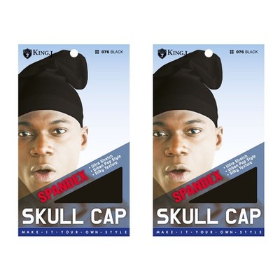 M&M SPANDEX SKULL CAP BLACK #076-2 Pack