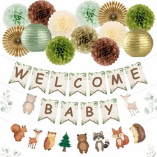 Woodland Baby Shower Decorations 15 Pcs Baby Shower Decorations with Welcome ...