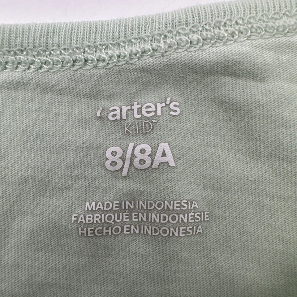 Carters T-shirt Youth Girls 8/8A Green Graphic Print Glitter ..#33687 - Image 3 of 4