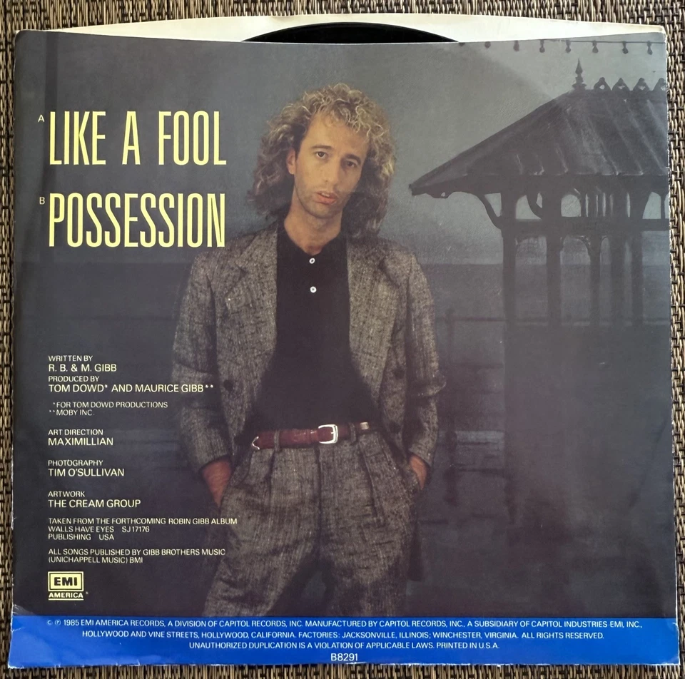 Robin Gibb - Like a Fool / Possession - EMI B-8291 - M PS Foto 2 de 4
