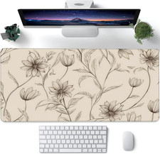XXL Mouse Pad,Minimalist Flowers Large Gaming Mouse Pad,Abstract Line Floral Des