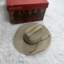 VTG STETSON 4X Beaver Felt Hat Rope Braid Base Western Cowboy 57 7/1-8 With Box 