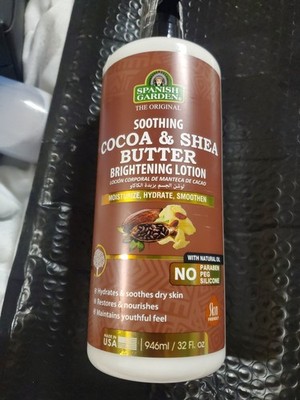 SPANISH GARDEN Organic SOOTHING COCOA SHEA BUTTER Brightening LOTION Made in USA