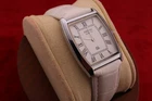 Vintage Men Seiko quartz Barrel-Tank White Dial White leather Dress Watch
