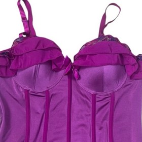 Vintage Torrid Corset Bustier Fuchsia Purple Ruffle Women Size 2X Sexy Bombshell