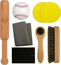 Baseball Glove Break-In Kit – Solid One-Piece Wood Mallet, Glove Wrap, Ball, 2 