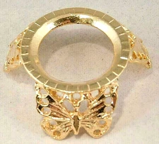 Sphere Display Stand BUTTERFLY Design w/Holes Gold Color Small Size