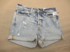 NWT Old Navy Size 8 Womens Blue Cotton Blend High Rise Cut Off Denim Shorts 306
