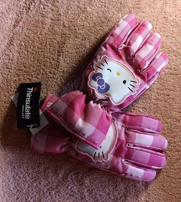 Hello Kitty Thinsulate Girls Pink Winter Gloves Fleece Lined (M35)