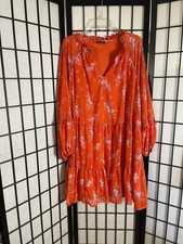 EUC Vince Camuto Orange Floral Tiered Babydoll Dress size 2X