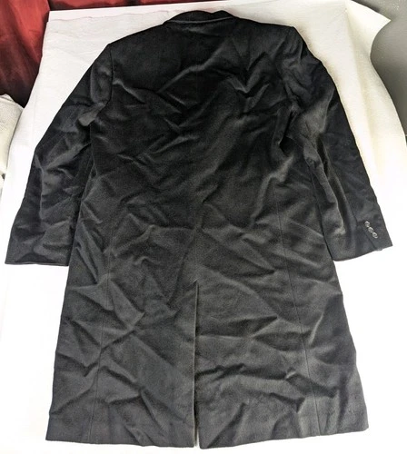 Hickey Freeman Coat Mens 44 Long 100% Wool Black Overcoat Jacket- Union Made  image 19