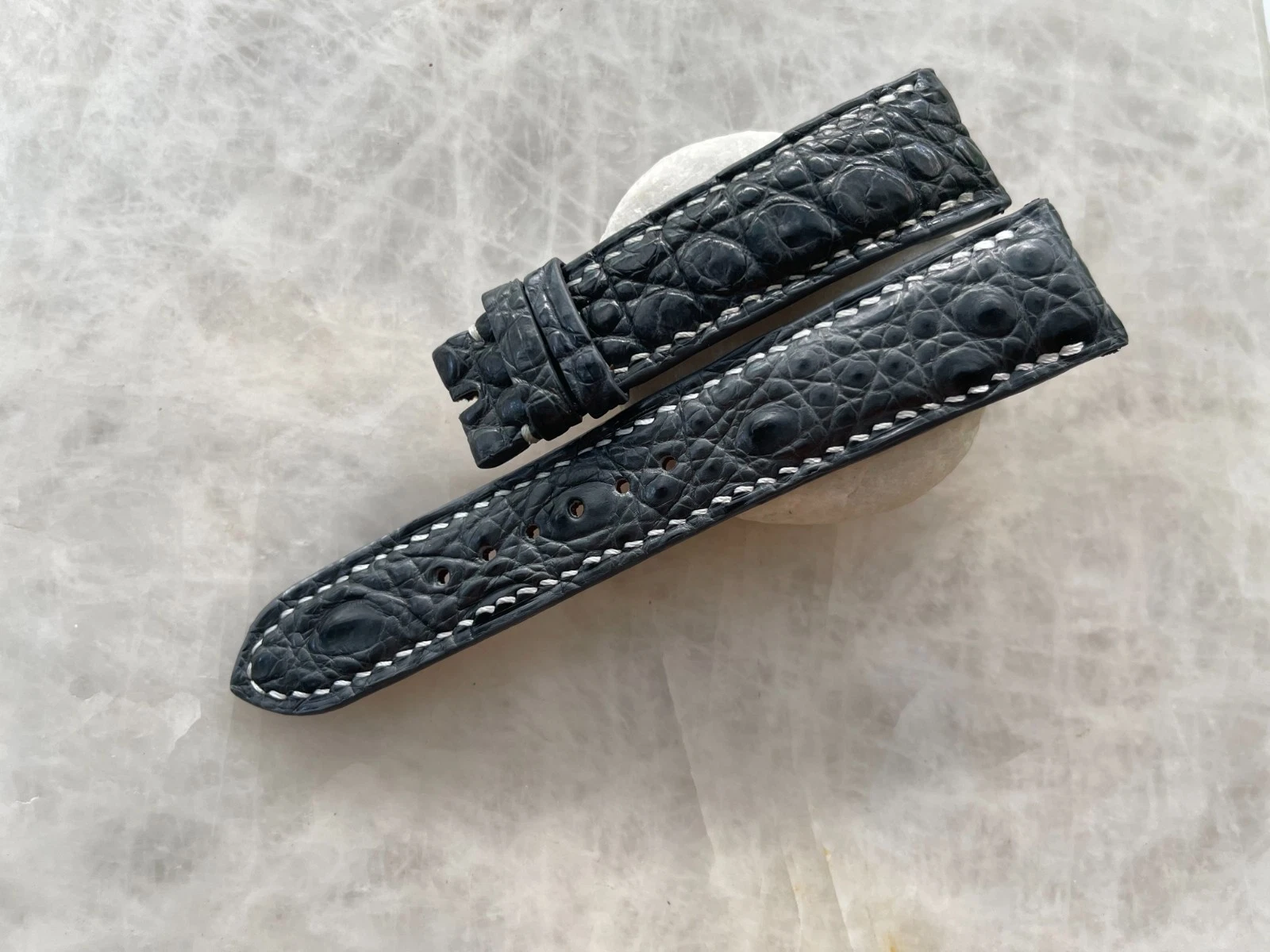 20mm/18mm Gray Alligator Crocodile Print Leather Watch Strap Band