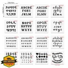 6x6in Alphabet Number Cookie Stencils, 16 Pcs, for Royal Icing