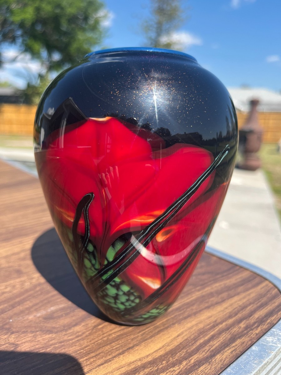 Richard Satava Signed Art Glass Red Floral Vase # 1567-92 | eBay Richard Satava Signed Art Glass Red Floral Vase # 1567-92 | eBay