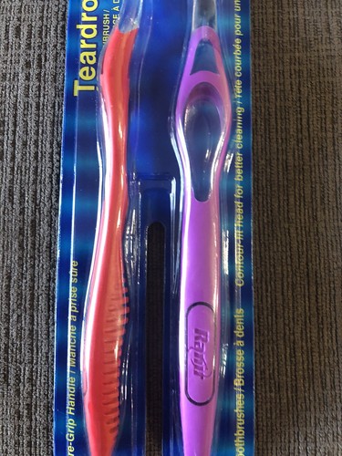 Ranir Toothbrushes Teardrop Sure Grip Handle Medium Bristle Purple & Red - Picture 3 of 4