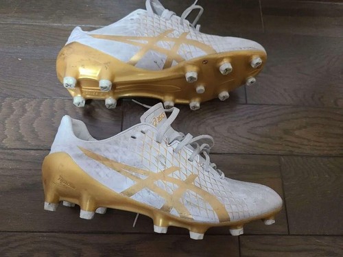 ASICS MENACE 4 1111A195 012 White/Pure Gold Soccer Cleats Shoes 2024 sports - Picture 3 of 5